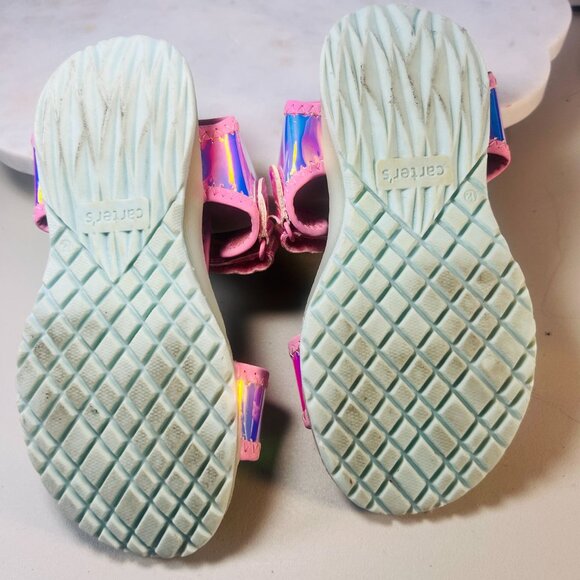 Carters Toddler Shoes Unicorn Sandals Size 12Month Pink & Holographic - Picture 3 of 4